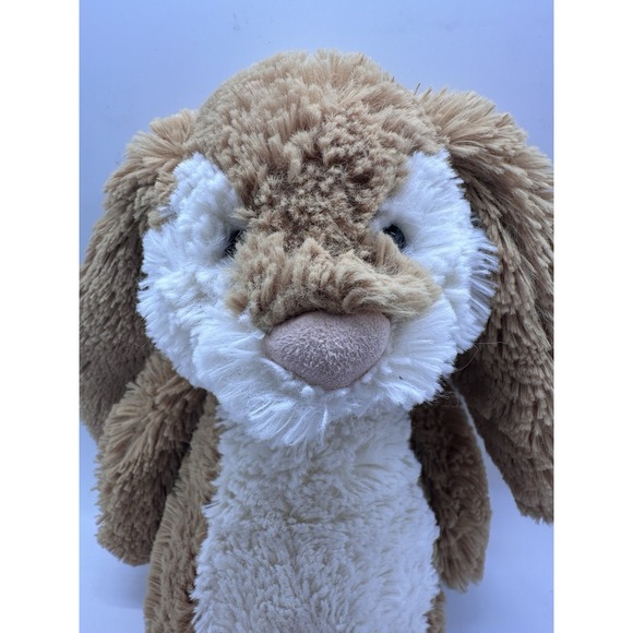 Jellycat Bashful Wriggle Bunny Plush Medium 2016 Rabbit Tan & Cream Shaggy Fur - Picture 5 of 14